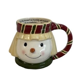 DaySpring Snowman Face Mug Psalm‎ 13914 NIV Coffee Cup 2002 Christmas Holiday